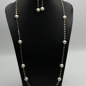 Regal Pearl Luxe Set – Gold Chain Necklace & Drop Earrings