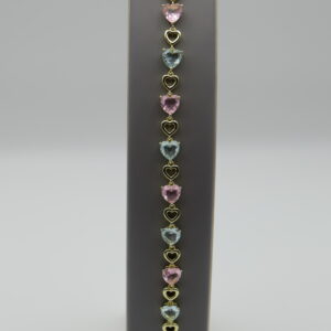 Multi Heart-Link Gemstone Bracelet