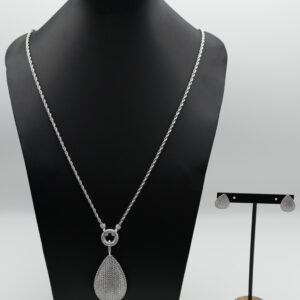 Aurelia Pave Teardrop Luxe Necklace & Earrings Set