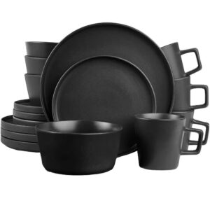 Matte Black Stoneware Dinner Set